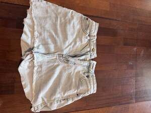 Billabong Drift Away High Rise Light Wash Denim Frayed Cutoff Shorts
